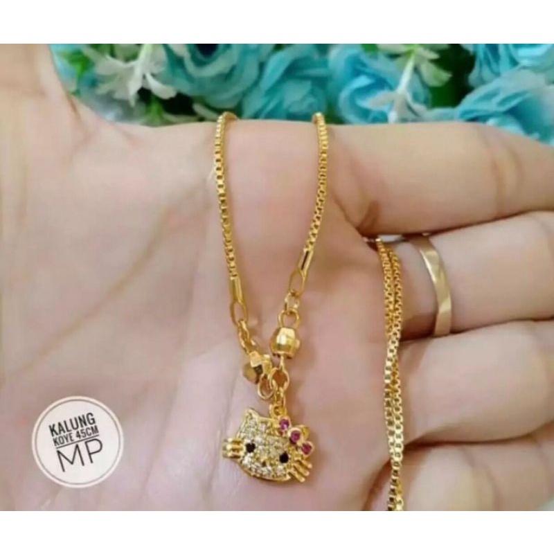 kalung hello Kitty fashion anak wanita rosegold titanium original anti luntur