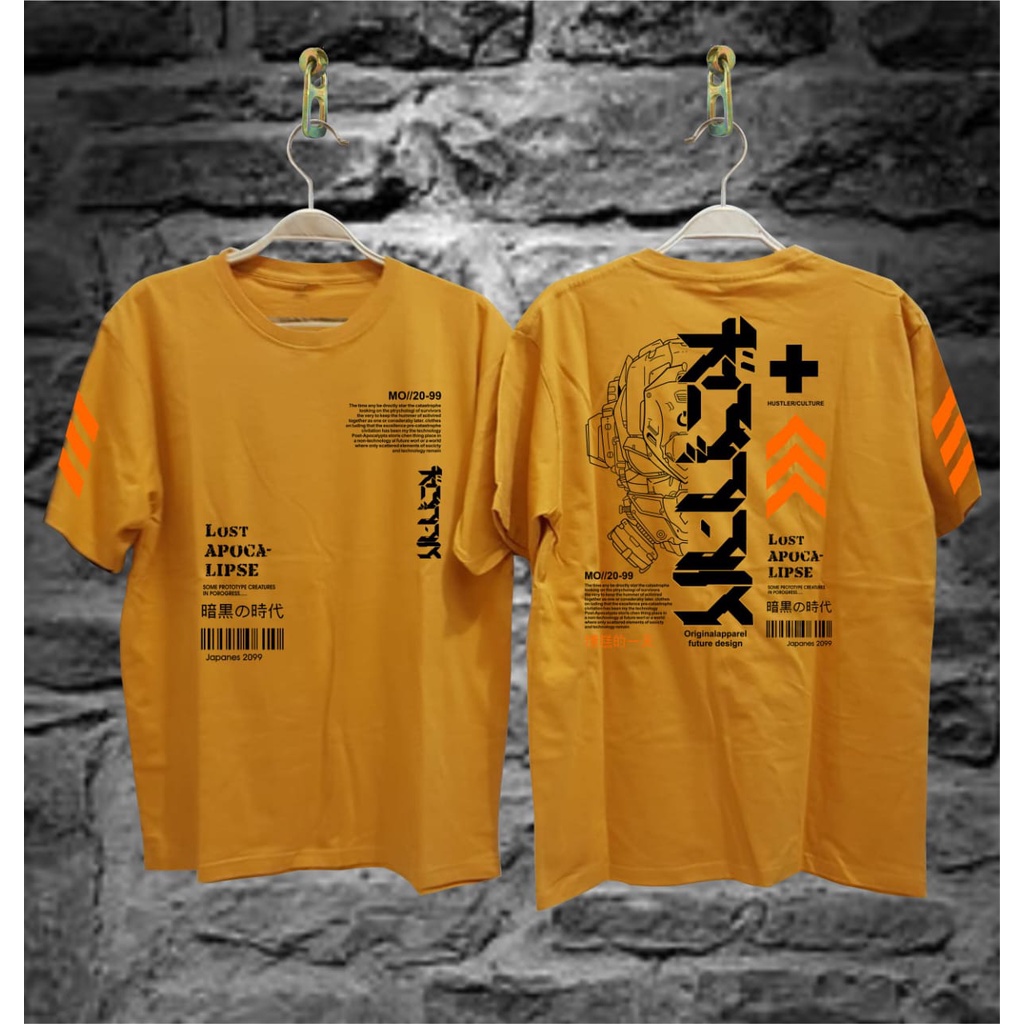 Kaos Tshirt Pria Terbaru Jepang Robot Warna Kuning Distro Lengan Pendek Motif Sablon Bergambar Keren