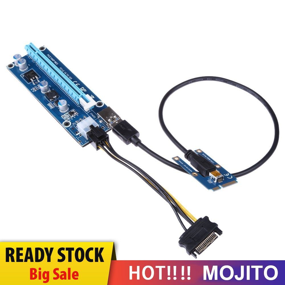 MOJITO USB 3.0 PCI-E Express 1x to16x Extender Riser Card Adapter SATA 6Pin Power