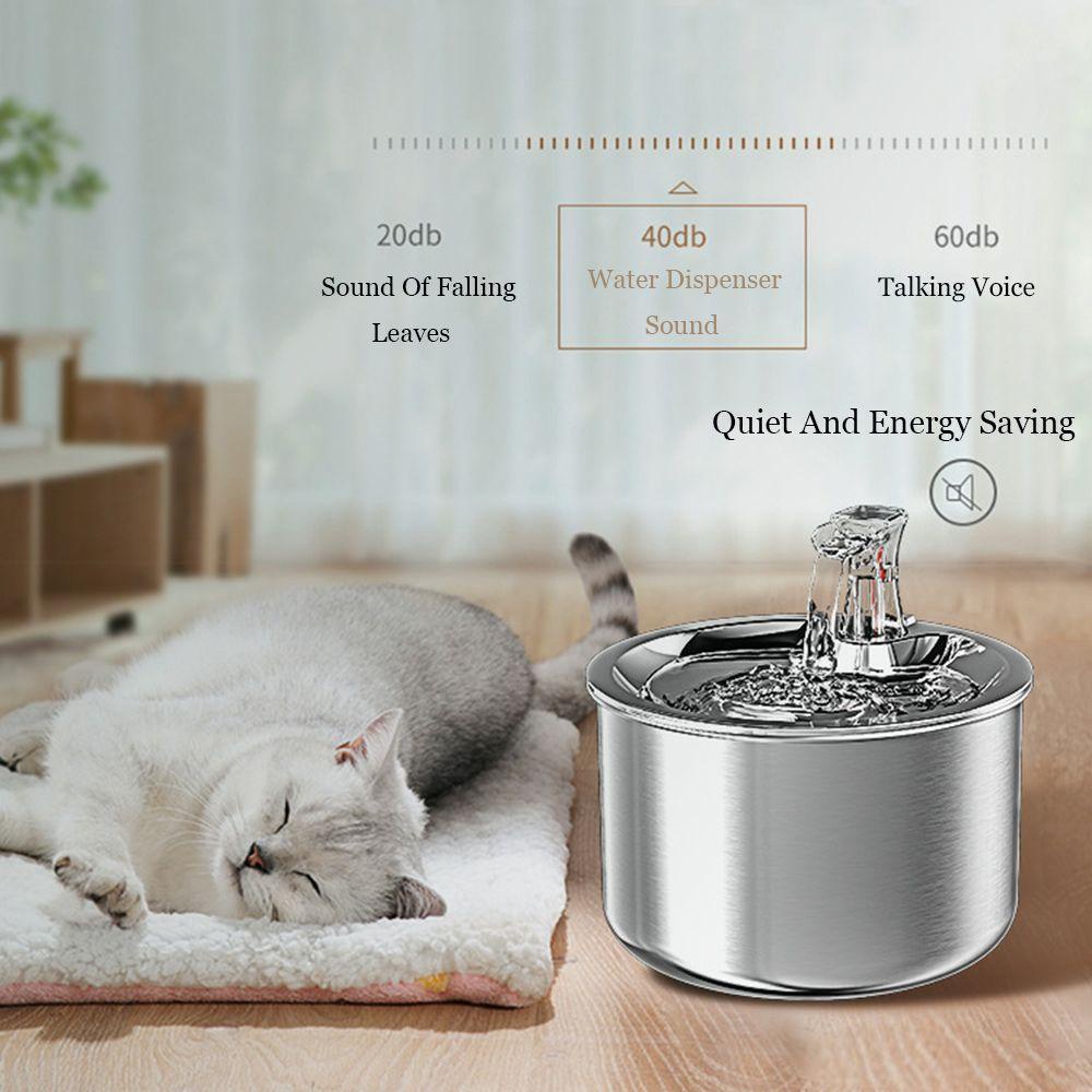 Solighter Pet Water Dispenser Sirkulasi Otomatis Cerdas Stainless steel Mangkuk Minum Senyap