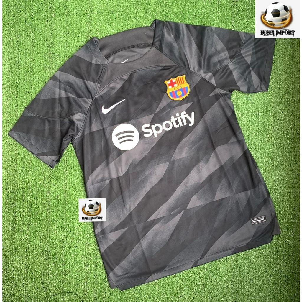 Jersey Baju Bola Barca Kiper Goalkeeper Hitam Black 2023 2024 Grade Ori