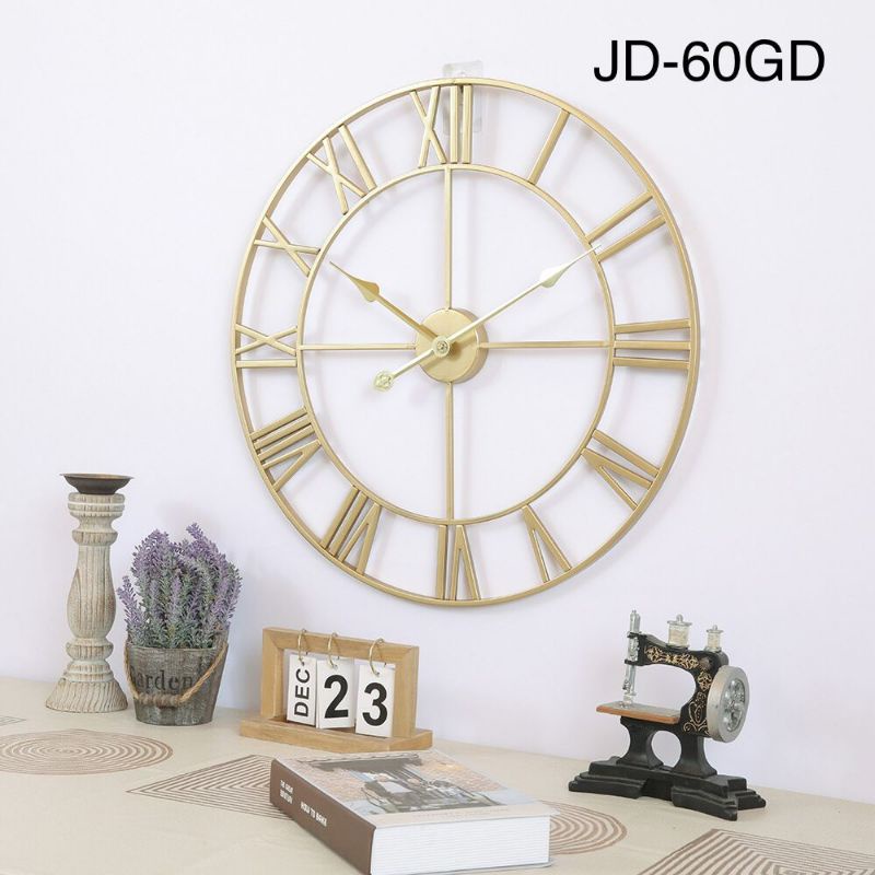 {COD} DHASHOP Jam Dinding Bulat Quartz dengan desain Romawi shabby vintage bahan ABS diameter 60CM waterproof dan mudah dibersihkan, menggunakan baterai AA 