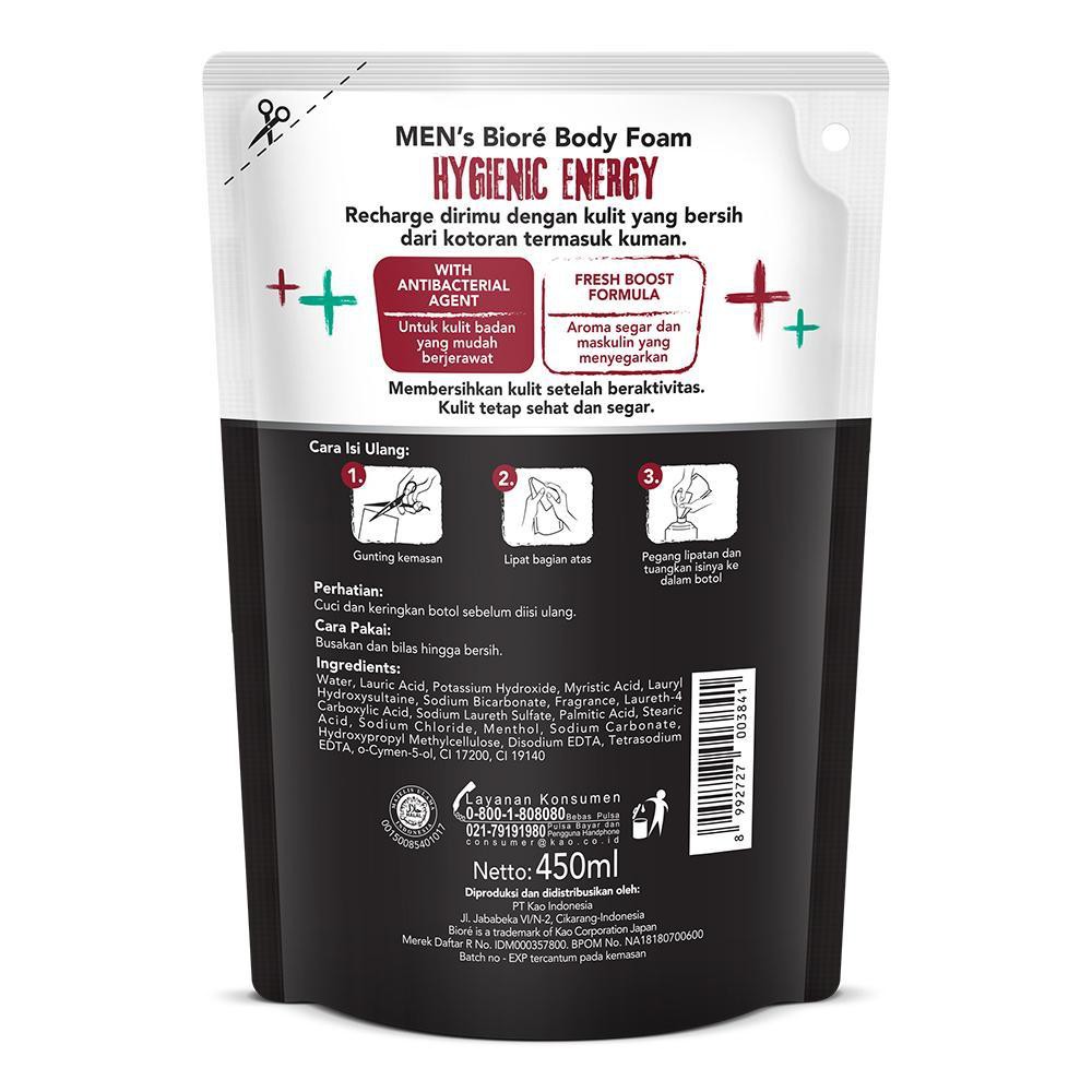 Men's Biore Body Foam Hygienic Energy Refill 450 ml