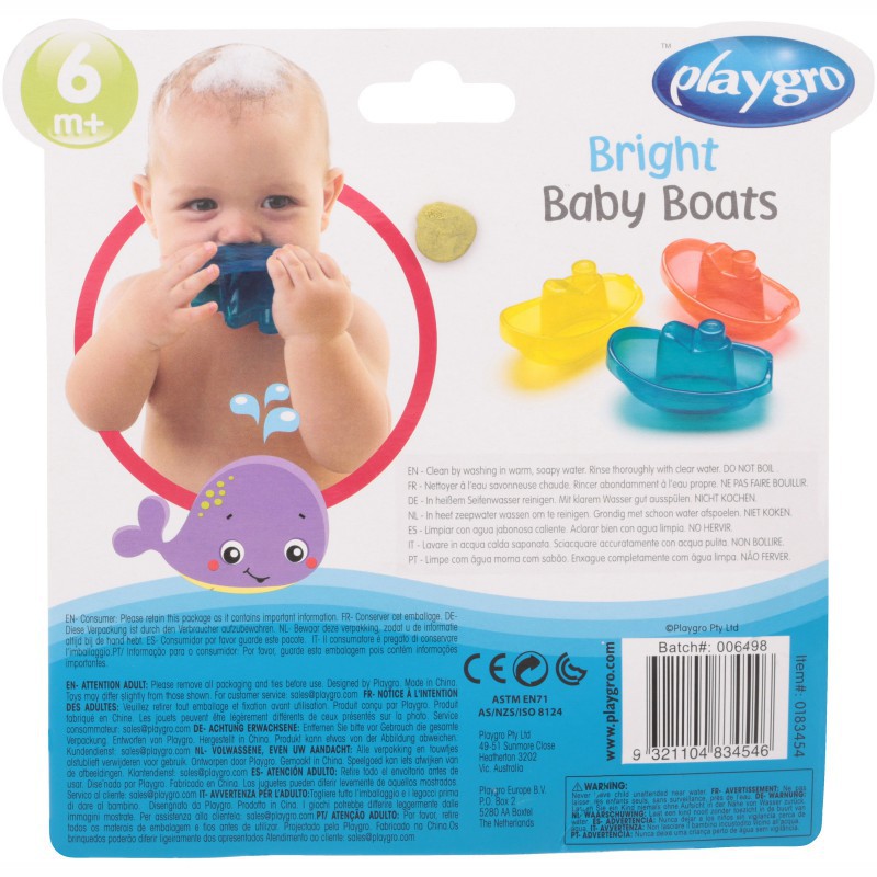 Playgro Bright Baby Bath Boats 6M+