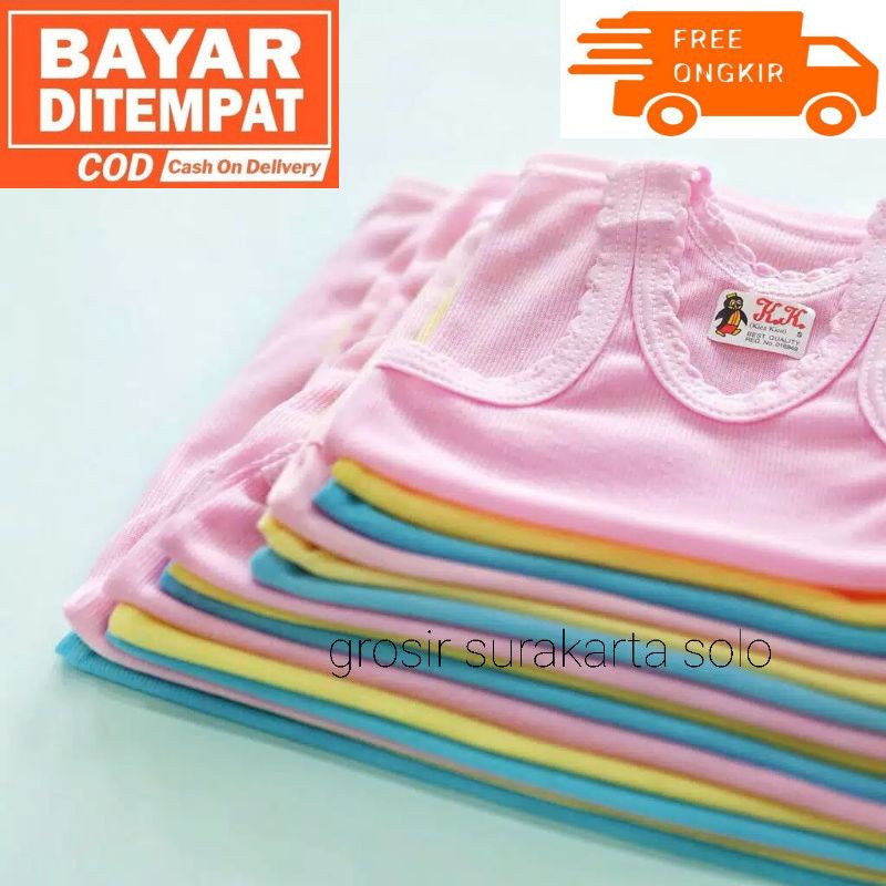 1 Lusin/12 pcs Kaos Dalam Bayi Singlet Bayi Warna