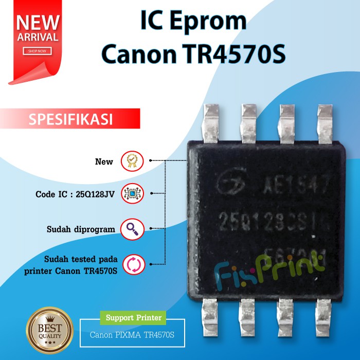 IC Eprom Eeprom Canon TR4570S IC Reset 25Q128JV Resetter Counter Mainboard Printer TR4570S