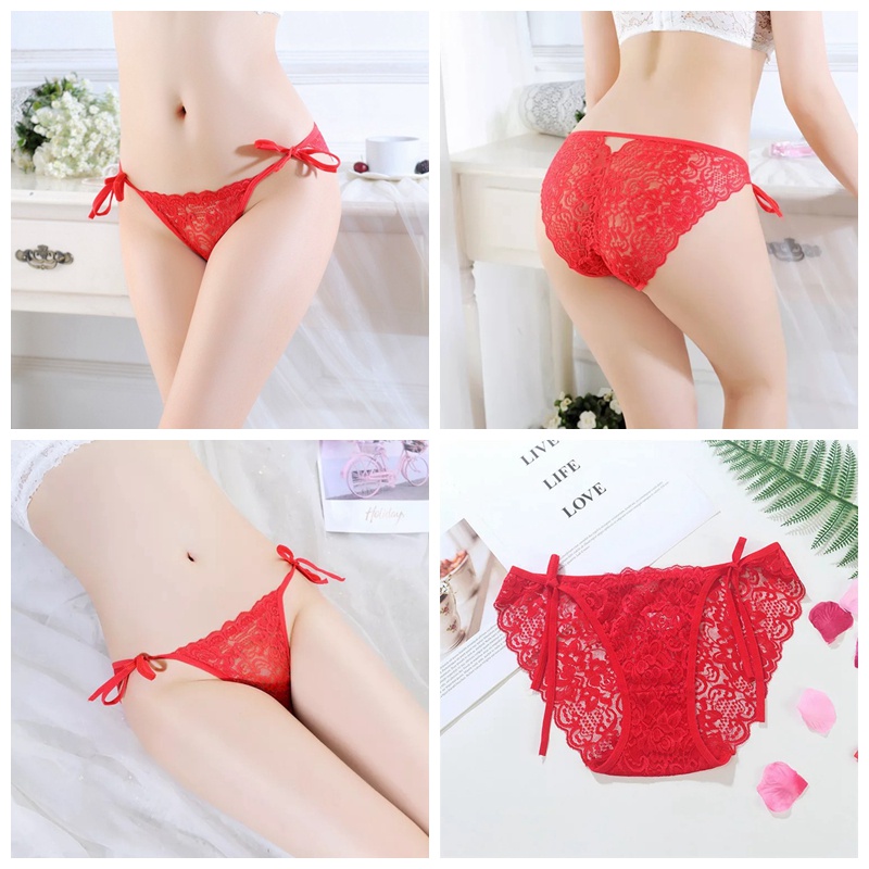 Celana Dalam Brief Wanita Renda G String Seksi Cd Berongga Pinggang Rendah Celana Lace ukuran Besar 3C221