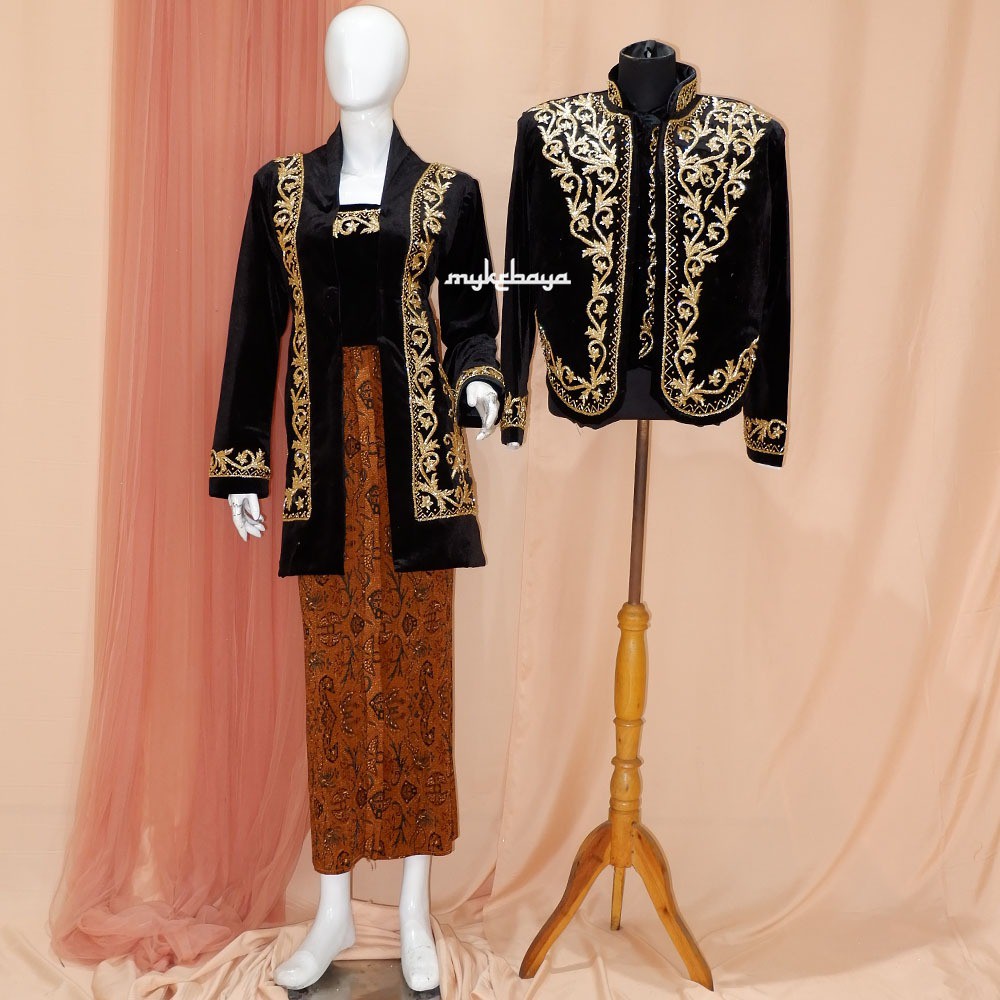 SEPASANG KEBAYA PENGANTIN BLUDRU HITAM FULL PAYET / KEBAYA PENGANTIN JAWA TERMURAH