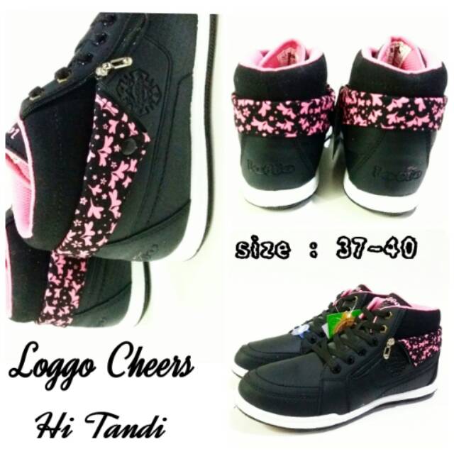 Sepatu sekolah black pink dewasa loggo cheers hi tandi termurah dan terbaru