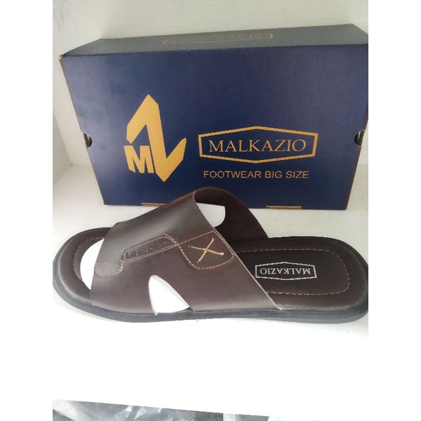 LIMITIED - Sandal BIG SiZE 44 45 46 47 / Sendal JUMBO Ukuran Besar KULIT / Coklat Slide Empuk