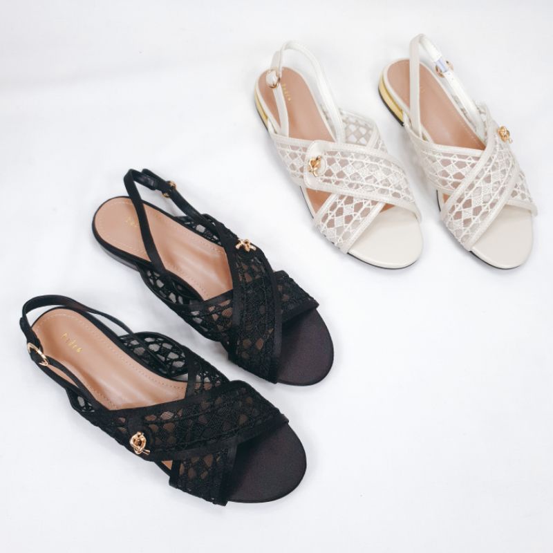 PDR Flat Mesh Slingback Cross Strap Sandal