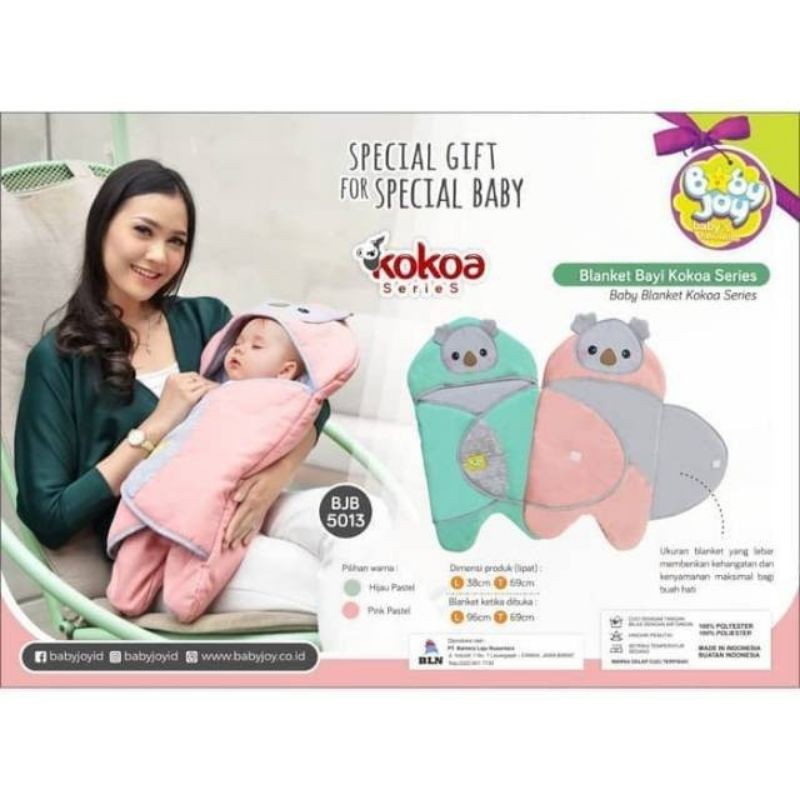 BABY JOY-SELIMUT BABY JOY KOKOA SERIES- BLANKET SELIMUT TOPI-SELIMUT BABY JOY BJB 5013