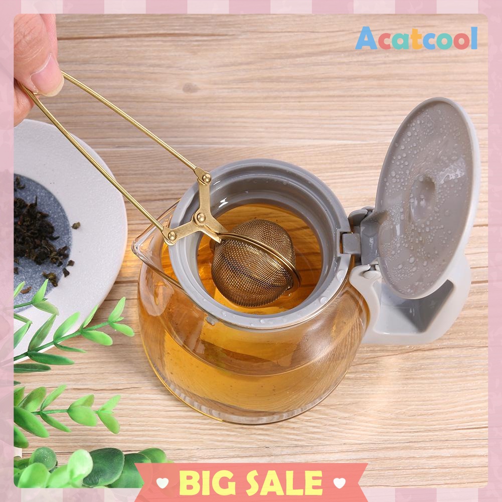 Gold Stainless Steel Tea Infuser Sphere Mesh Tea Strainer Herb Spice Filter