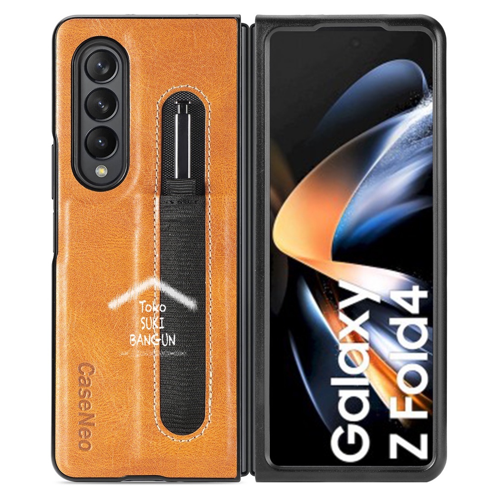 Case Samsung Galaxy Z Fold4 Fold 4 Leather Deluxe Stylus Slot Cover Pouch Protector Casing ZFO4-002