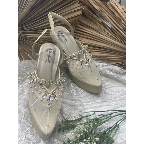 sepatu wedding wanita atalita gold 10cm tahu