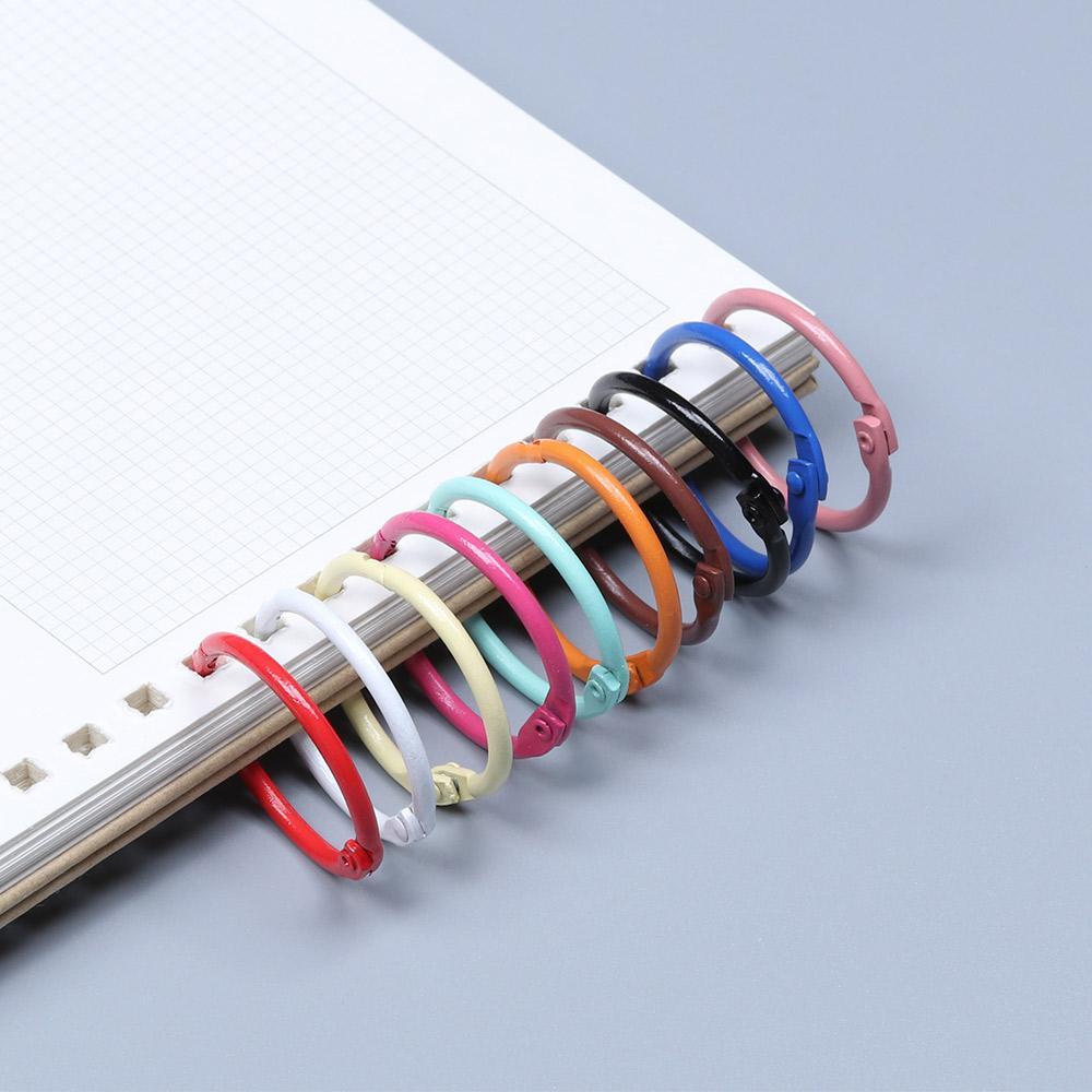 Suyo 10PCS Gantungan Kunci Logam Perlengkapan Kantor Sekolah Kerajinan DIY Metal Binding Book Hoops