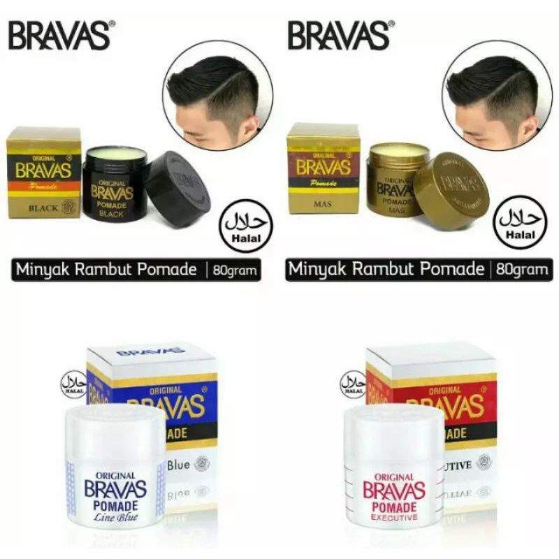 BRAVAS POMADE OIL BASED 80GRAM/MINYAK RAMBUT/PBOM