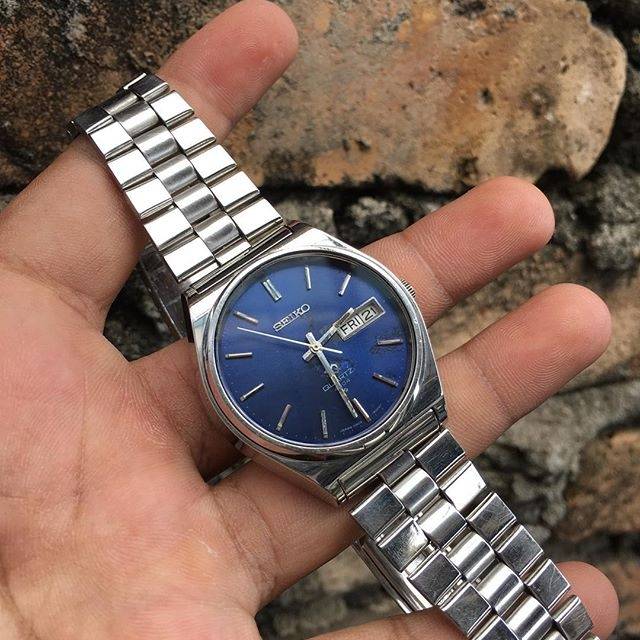 Jam Tangan Pria Seiko SQ Quartz 0903 Vintage Blue Dial