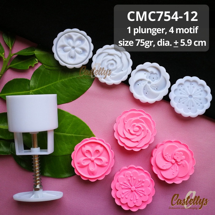CMC754-12 Cetakan Mooncake 75gr Kue Pia Snowskin Kue Bulan Mochi