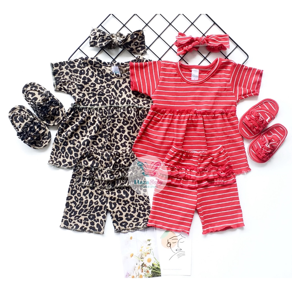 Plazababyku MX MEDDIE SET SANDAL setelan bayi motif bunga yang lucu free headband + sandal