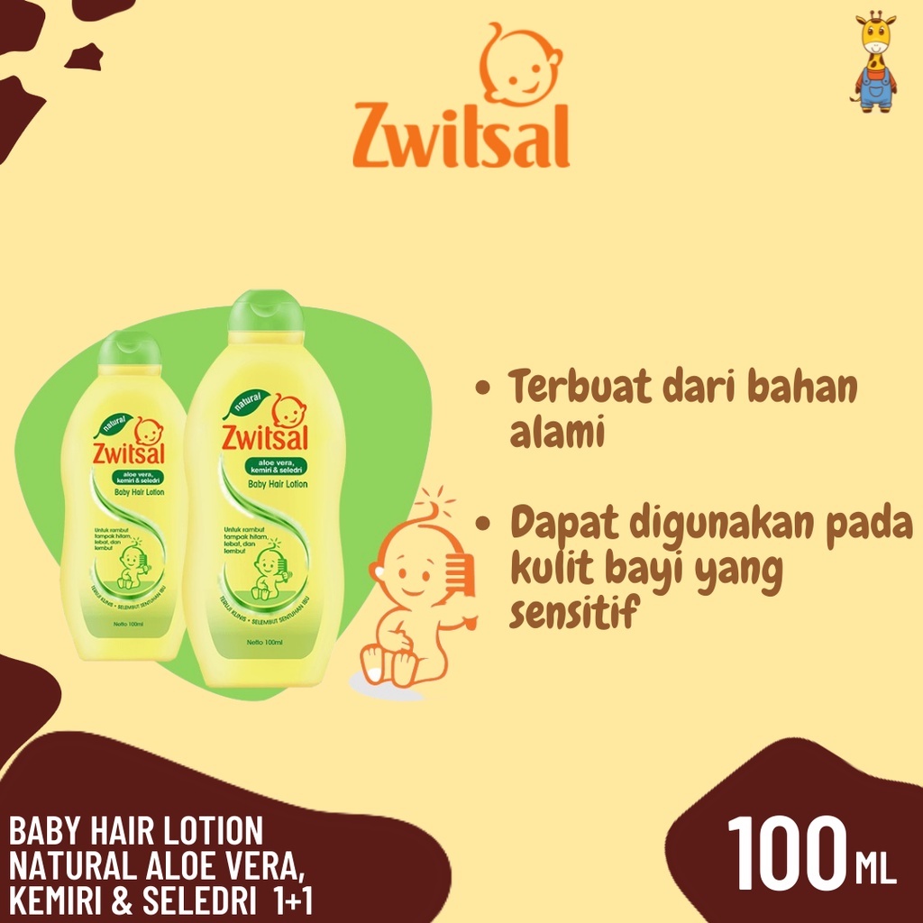 Zwitsal Natural Baby Hair Lotion Aloe Vera &amp; Kemiri 100ml - Shampo Bayi