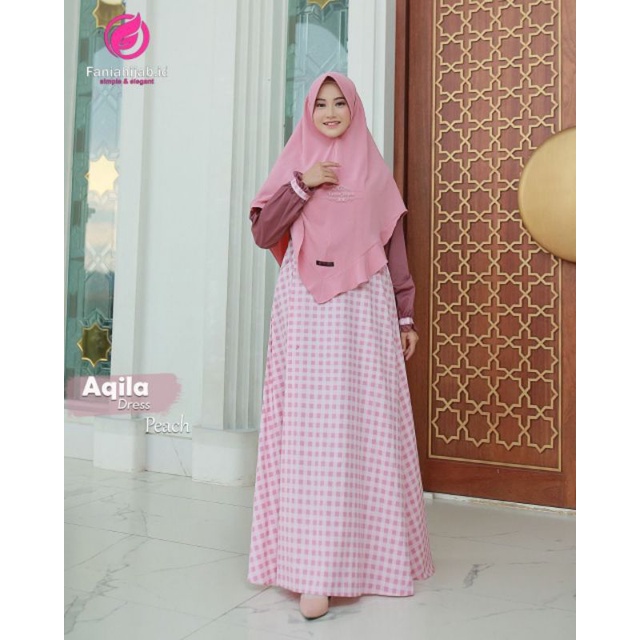 GAMIS AQILA DRESS BY FANIA HIJAB MOTIF KOTAK DAN BUSUI