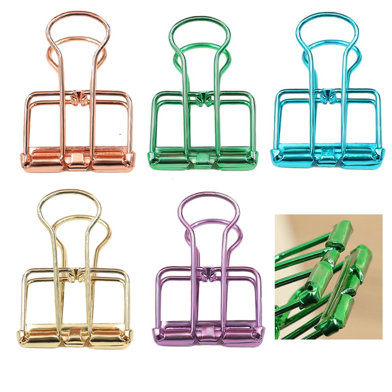 2pcs Klip Kertas Binder Model Ekor Merpati Panjang Hollow Bahan Metal Ukuran 40x22mm Untuk Kantor / Sekolah