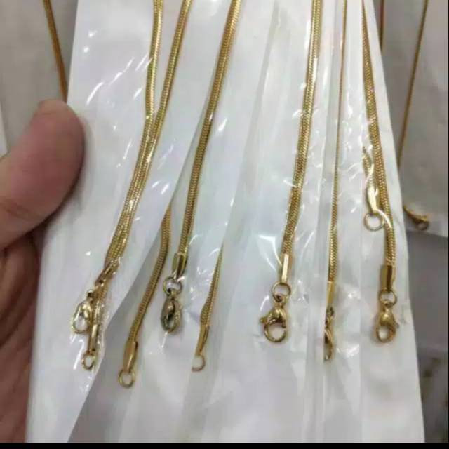 Kalung titanium emas panjang 50cm