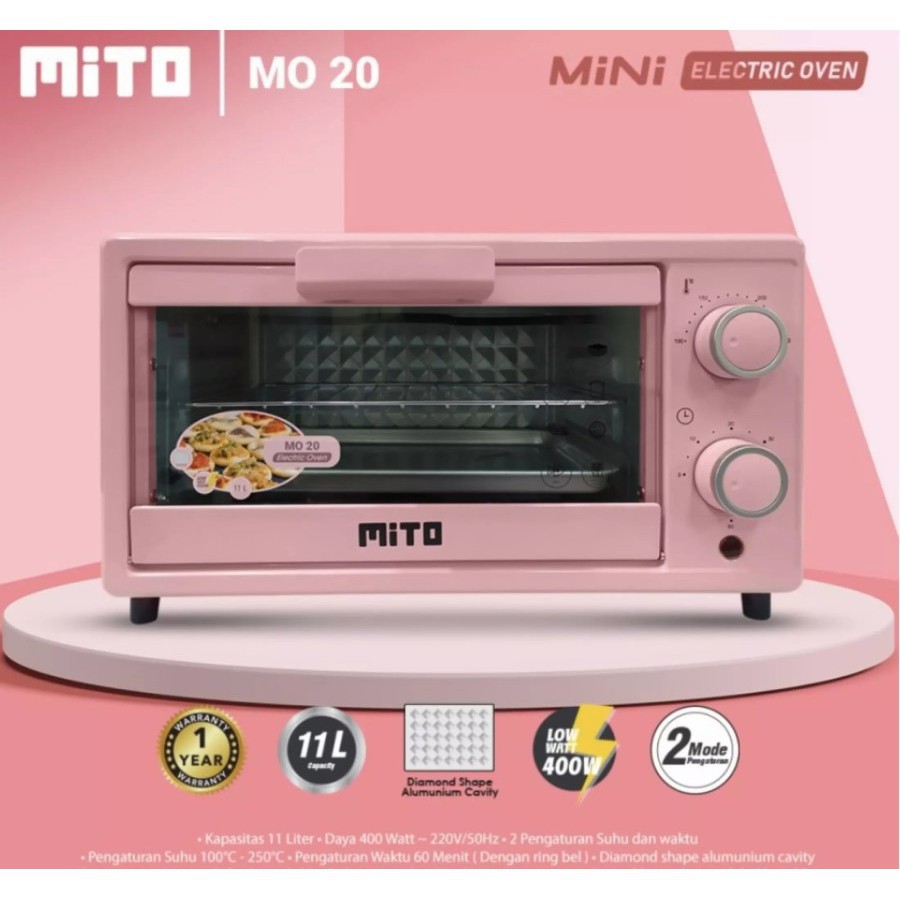 MITO MO 20 OVEN MINI LISTRIK ELECTRIC 11 LITER GARANSI RESMI PACKING AMAN