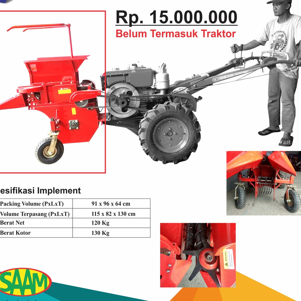 Implement Alat Mesin Pemanen Panen Jagung Bertenaga Traktor Roda Dua SAAM Corn Harvester