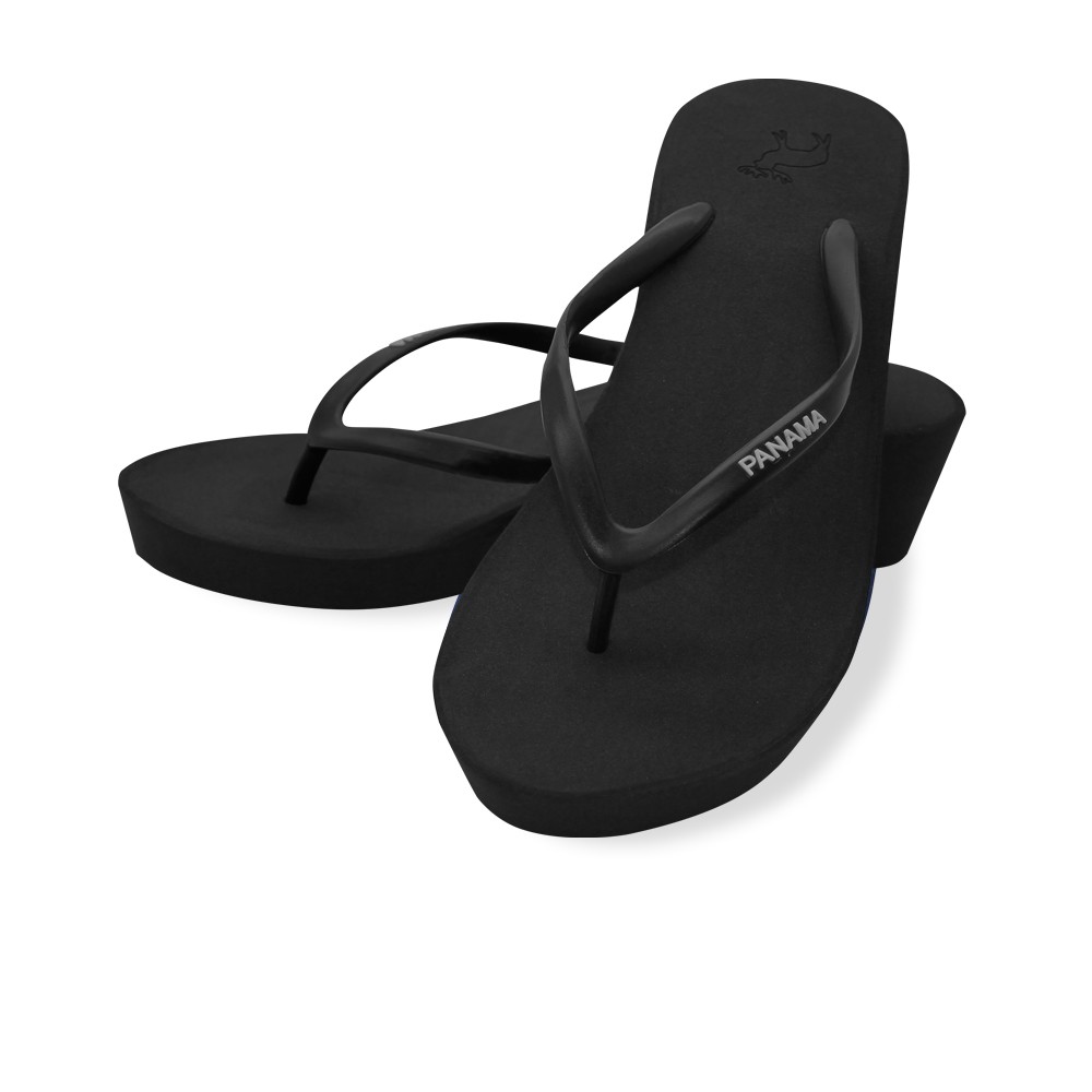 Sandal Jepit Wanita / Sendal Wedges Panama - Chloe Black