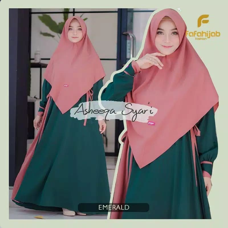 Asheeqa set ori fafa hijab, gamis ity crepe
