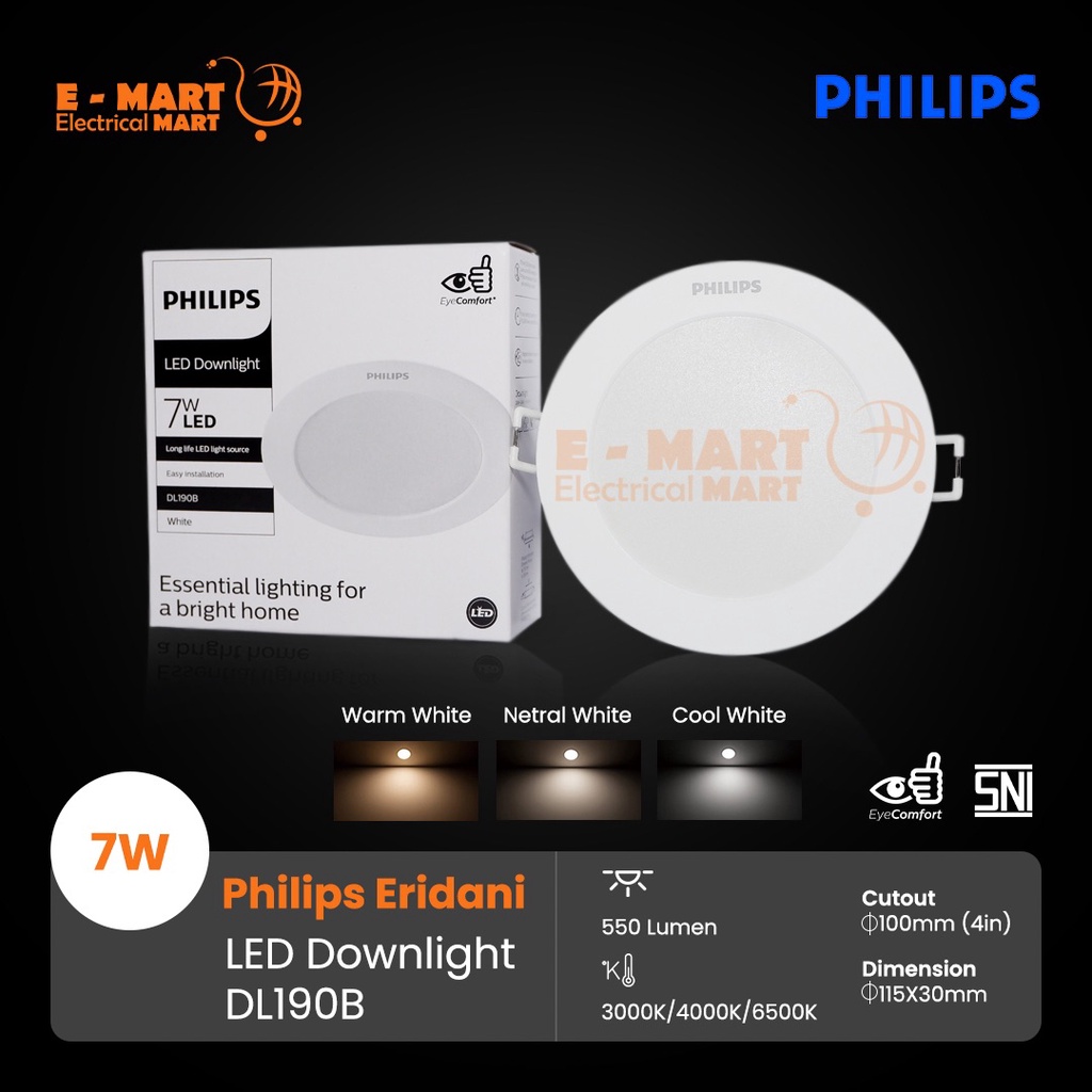 PHILIPS Downlight ERIDANI 7W DL190B 4INCH GANTI 5 Watt INBOW BULAT