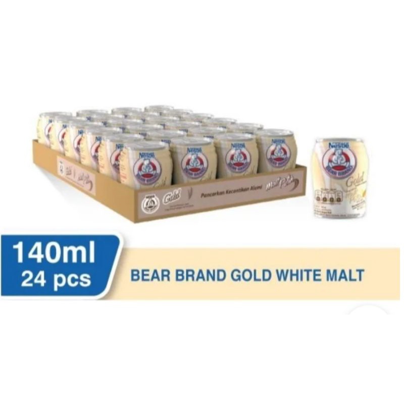 susu bear brand gold white Malt 140ml 1karton (isi 24 pcs)