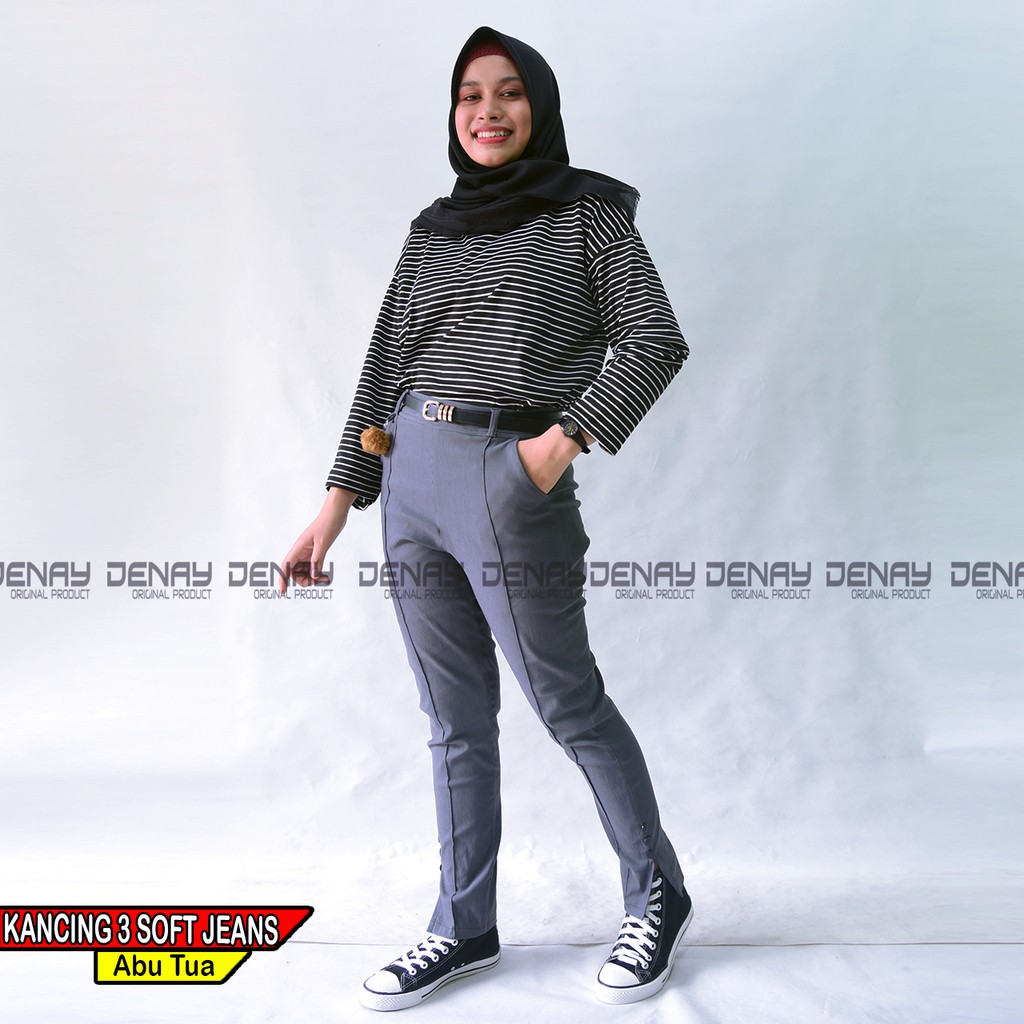  Celana  Panjang Wanita Semi  Soft Jeans  Premium Pants Mode 