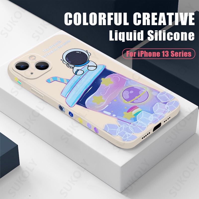 Soft Case Hp Gambar Astronot Bahan Silikon Untuk iPhone 13pro MAX / 12pro / 11promax / X / XS MAX / XR / 7plus / 8plus / 6 / 6splus