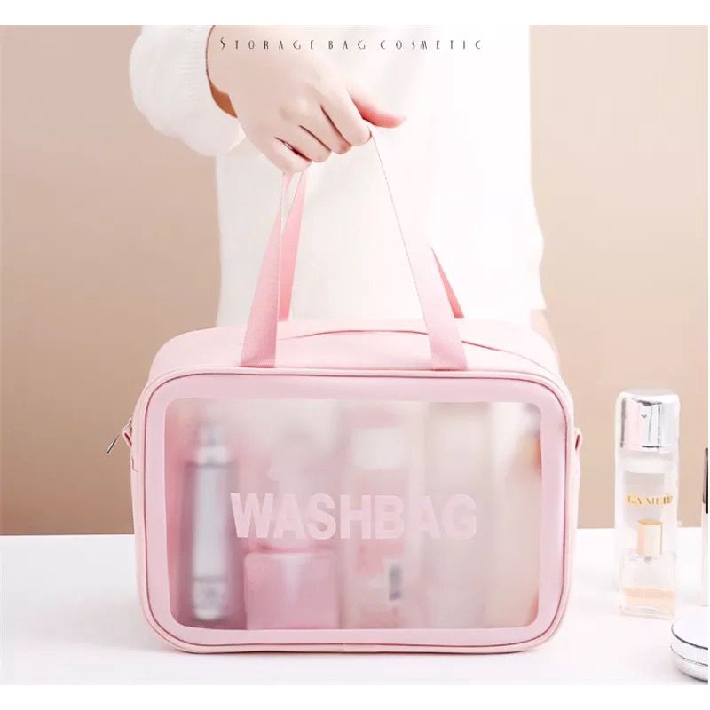 Tas Kosmetik Transparant Travel Wanita Washbag Organizer Portable Dompet Kosmetik Toiletry Waterproof Pouch Make Up Anti Air F661