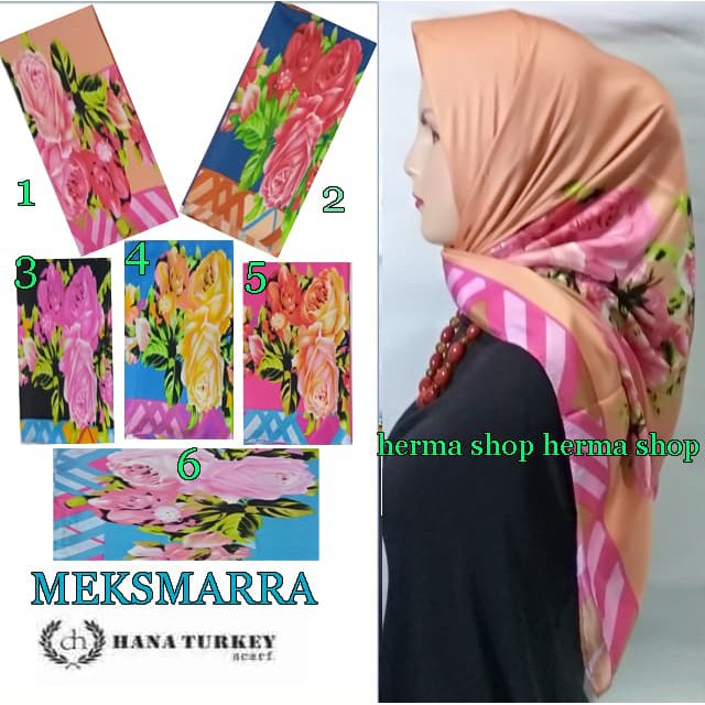 Jilbab Segimpat Satin  Meksmarra Motif /Segiempat satin motif