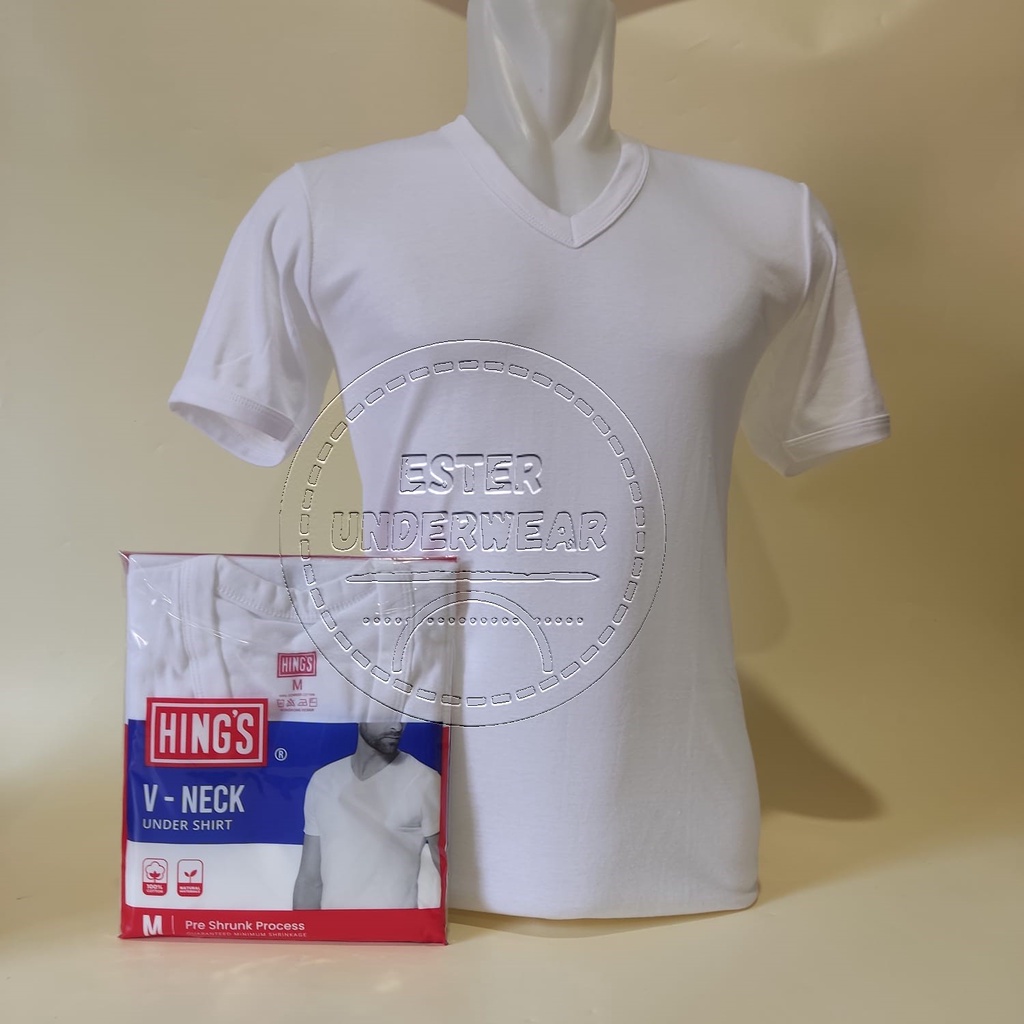 Hings Kaos Oblong Pria V-Neck H 8608 Putih Isi 1Pcs/Pack