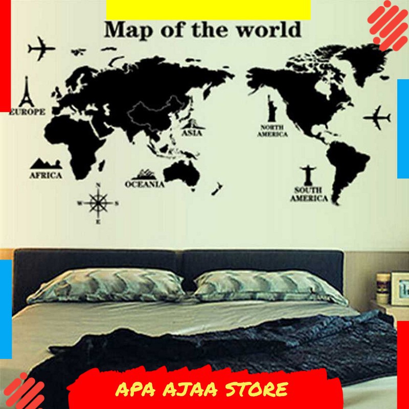 Termurah ! COCOPLAY Sticker Wallpaper Dinding World Map Decoration - Y1803