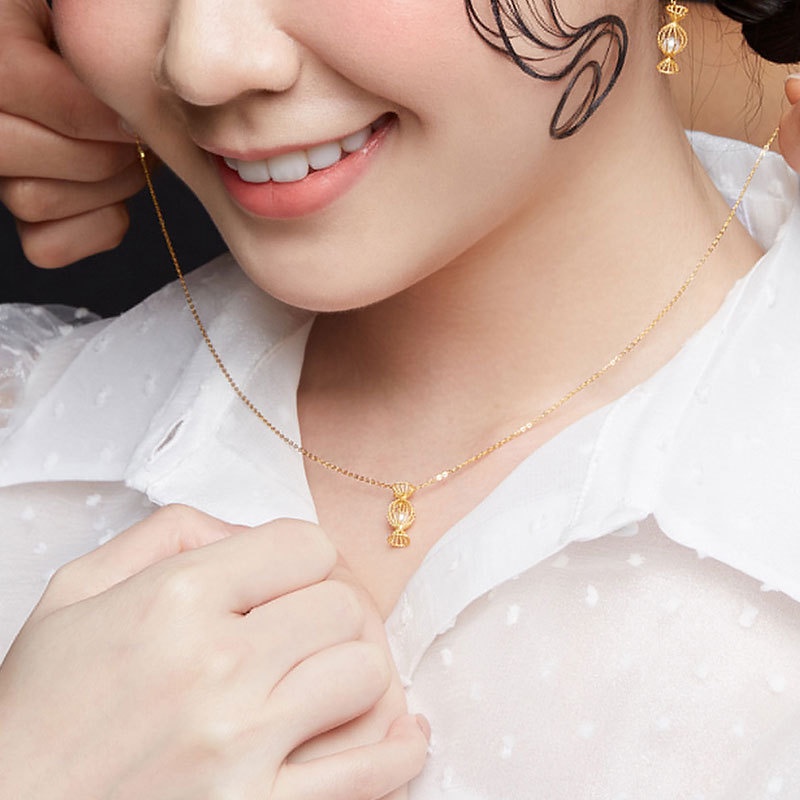 [Ready Stock]Fashion Gold-Plated Cute Candy Pearl Pendant Necklace