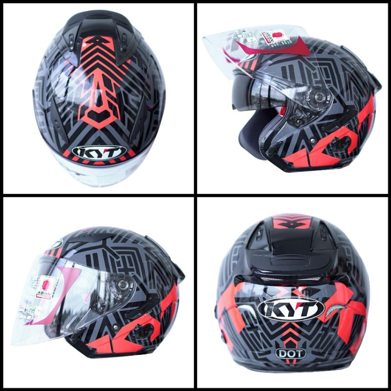 Helm Original Kyt Galaxy Motif neon red double visor