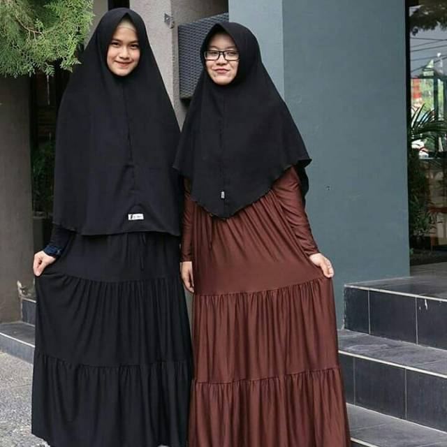 Gamis jersey susun busui kombinasi