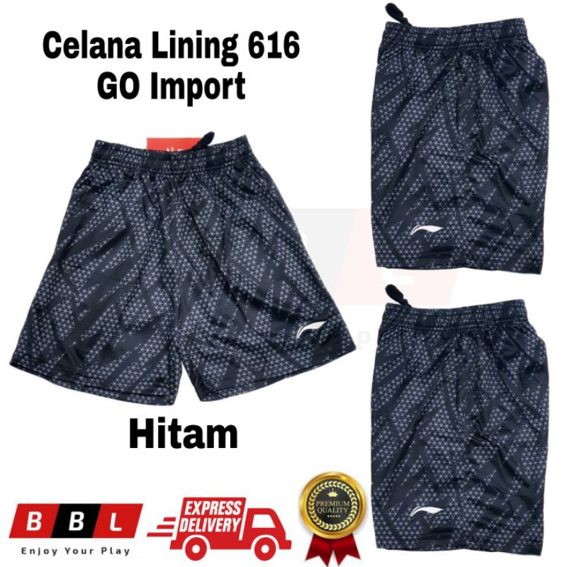 Celana Badminton Lining 616 Hitam Grade Ori Import / celana bulutangkis Lining murah / celana pendek