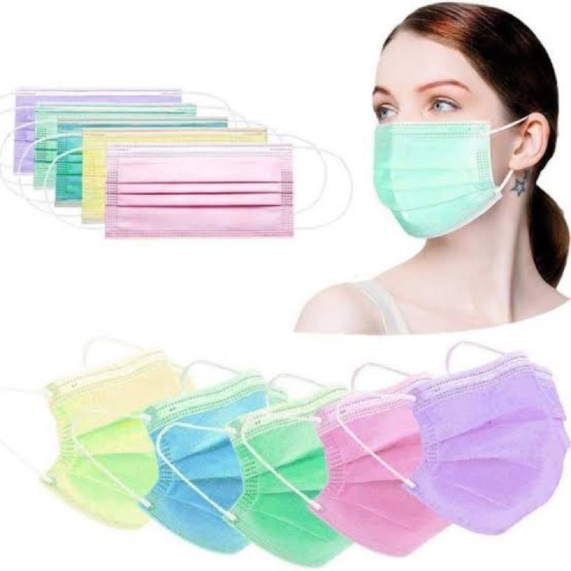 AZ FACEMASK WARNA Masker 3ply Earloop Warna Warni Isi 50pcs
