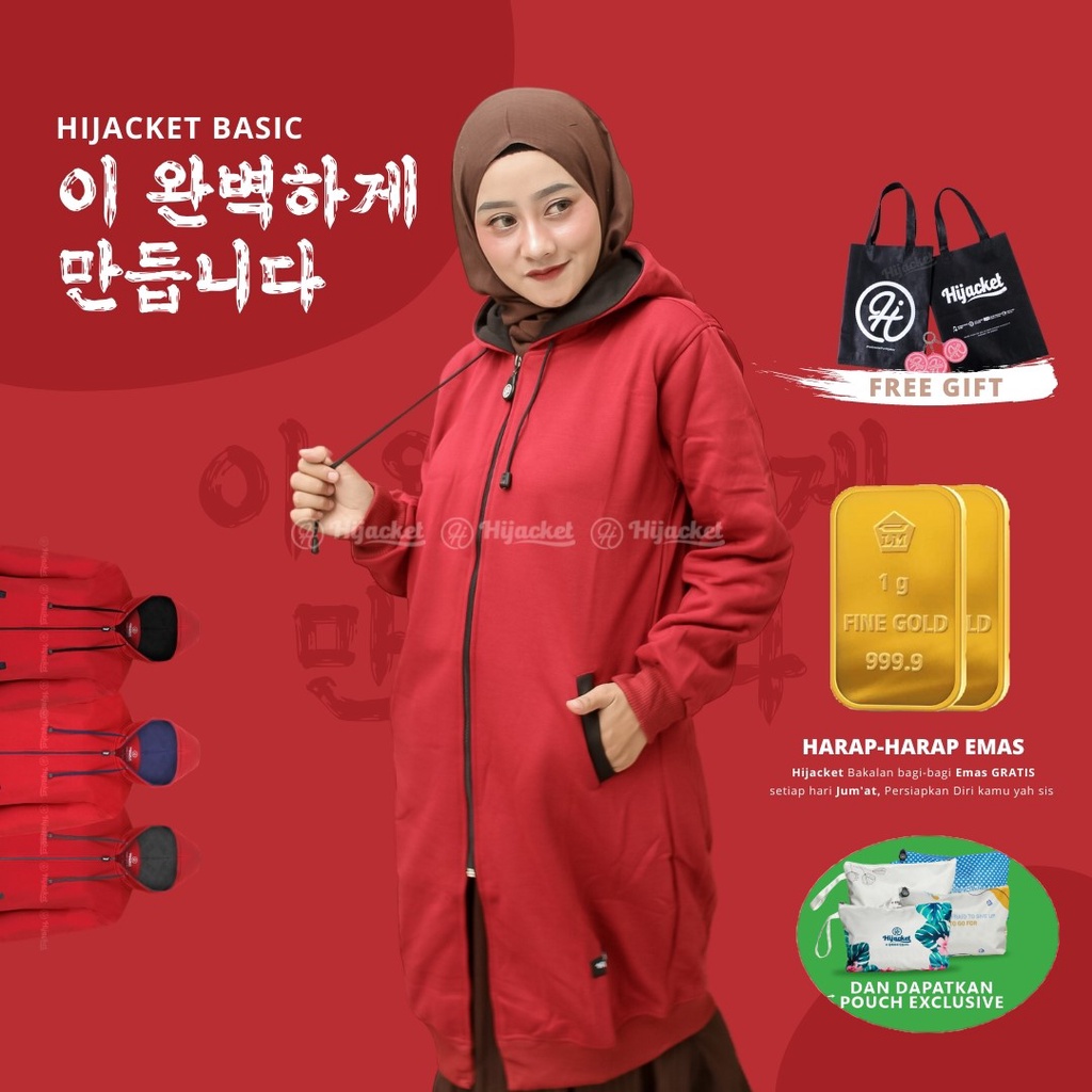 Jaket Tebal Wanita Hijab Hijacket Basic Sweater Hijaket Hoodie Original Model Polos Panjang