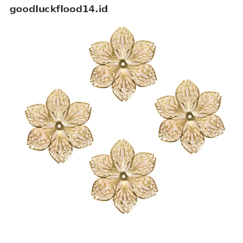 [OOID] 50Pcs/Set Filigree Flower Crafts Charms Connectors DIY Pendant Jewelry Findings ID