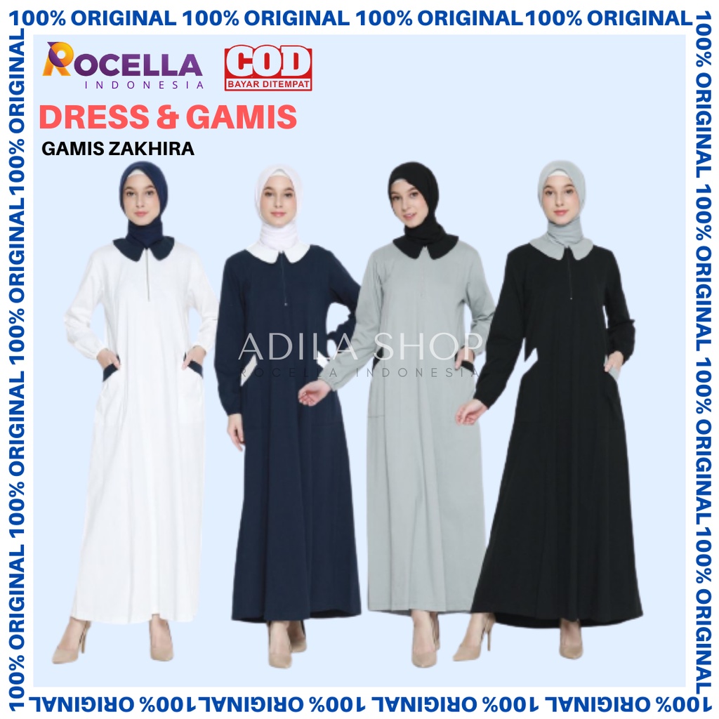 [BISA COD] Rocella Gamis Zakhira Gamis Kaos Gamis Panjang Casual Untuk Harian Dress Kaos Wanita Musl