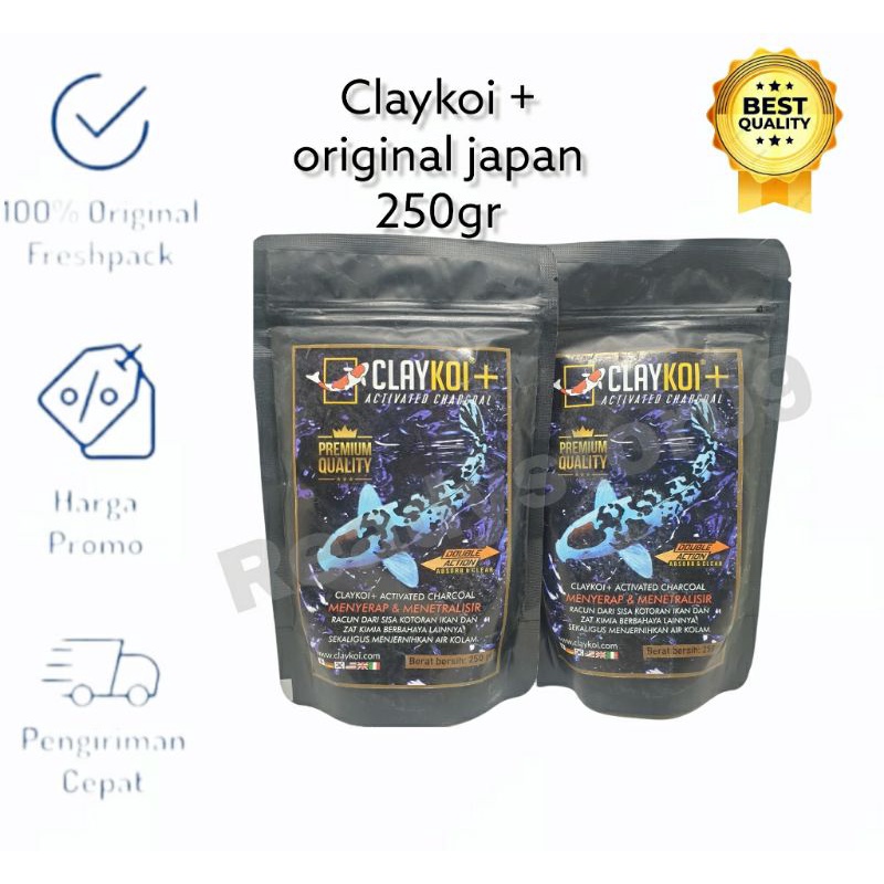 Claykoi clay koi Plus 250gr Activated Charcoal Penjernih Kolam Kuning dan Serap Bau