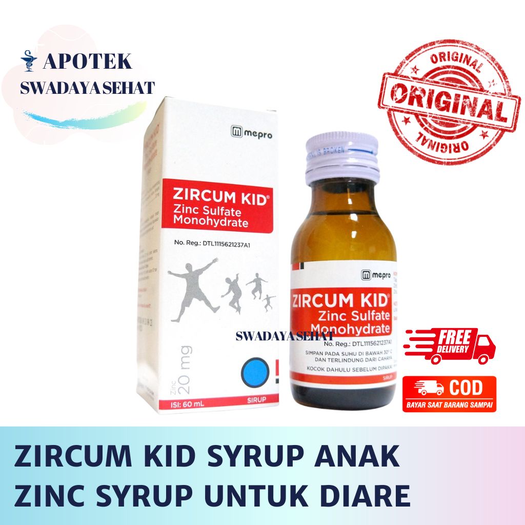 ZIRCUM KID SYRUP 60 ML - Drop Bayi 15 ML Obat Zinc 20 MG 10mg Zink Terapi Diare Suplemen Mencret BAB Cair Anak Zirkum Bayi Kids